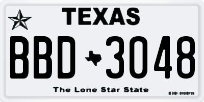 TX license plate BBD3048
