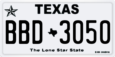 TX license plate BBD3050