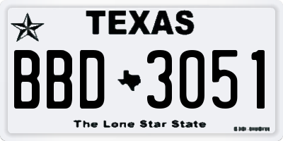 TX license plate BBD3051
