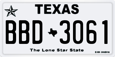 TX license plate BBD3061