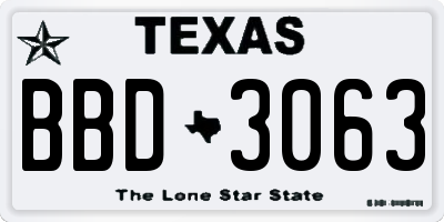 TX license plate BBD3063