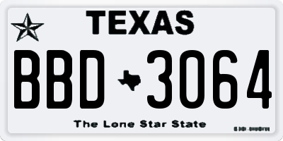 TX license plate BBD3064