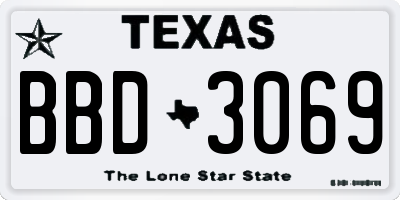 TX license plate BBD3069