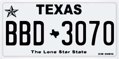 TX license plate BBD3070