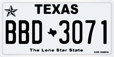 TX license plate BBD3071