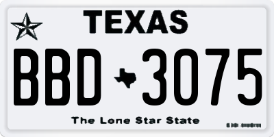 TX license plate BBD3075