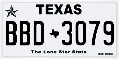 TX license plate BBD3079