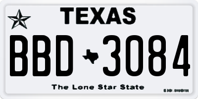 TX license plate BBD3084