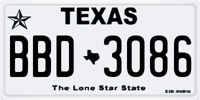 TX license plate BBD3086