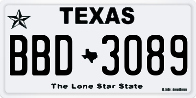 TX license plate BBD3089
