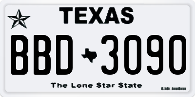 TX license plate BBD3090