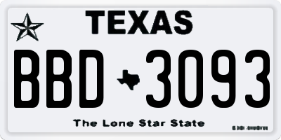 TX license plate BBD3093