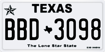 TX license plate BBD3098