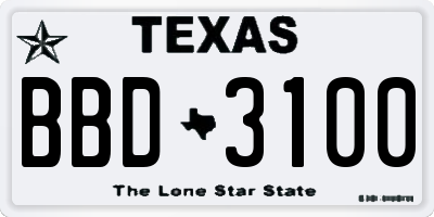 TX license plate BBD3100