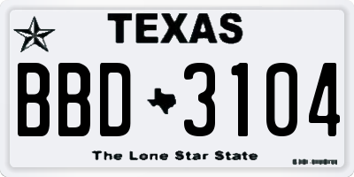 TX license plate BBD3104
