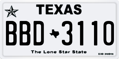 TX license plate BBD3110
