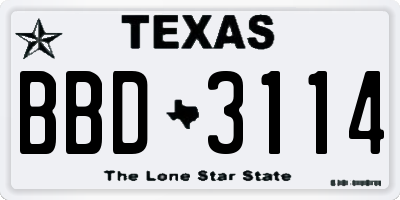 TX license plate BBD3114