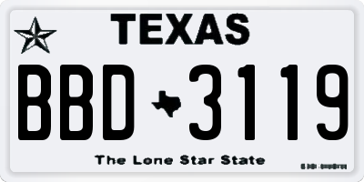 TX license plate BBD3119