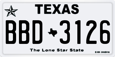TX license plate BBD3126