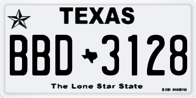 TX license plate BBD3128