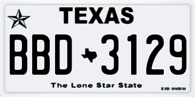 TX license plate BBD3129