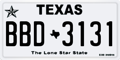 TX license plate BBD3131
