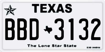 TX license plate BBD3132