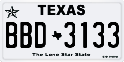 TX license plate BBD3133