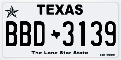 TX license plate BBD3139