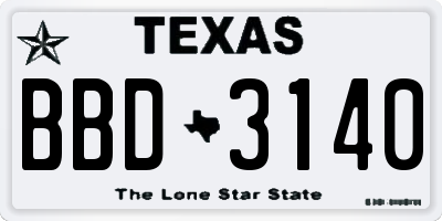 TX license plate BBD3140