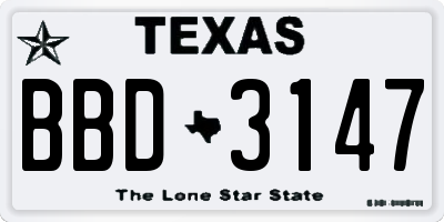 TX license plate BBD3147