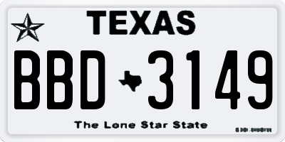 TX license plate BBD3149