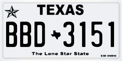 TX license plate BBD3151