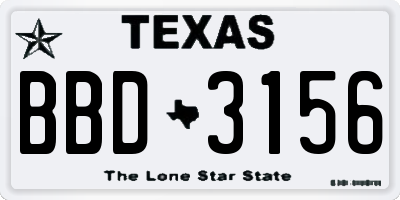 TX license plate BBD3156