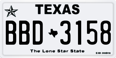 TX license plate BBD3158