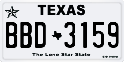 TX license plate BBD3159