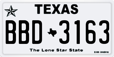 TX license plate BBD3163