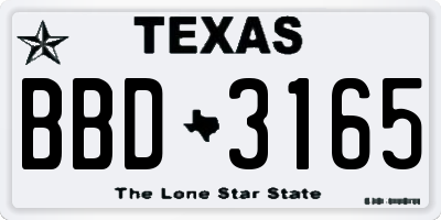 TX license plate BBD3165