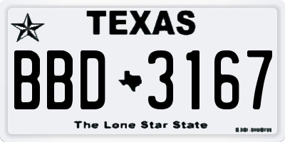 TX license plate BBD3167