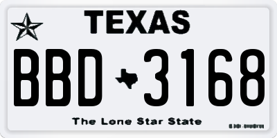 TX license plate BBD3168