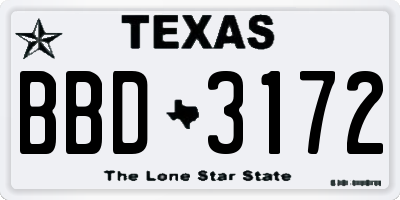 TX license plate BBD3172