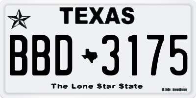 TX license plate BBD3175