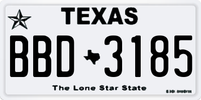 TX license plate BBD3185