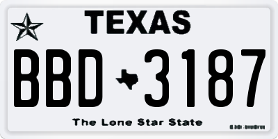TX license plate BBD3187