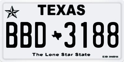 TX license plate BBD3188