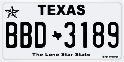 TX license plate BBD3189