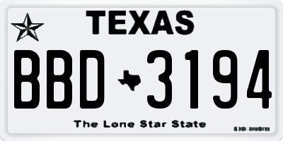 TX license plate BBD3194