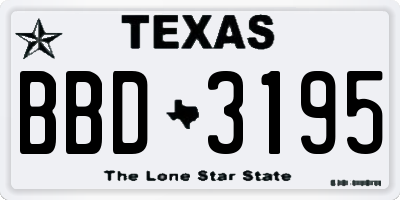 TX license plate BBD3195