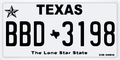 TX license plate BBD3198