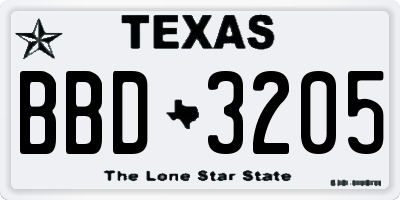 TX license plate BBD3205